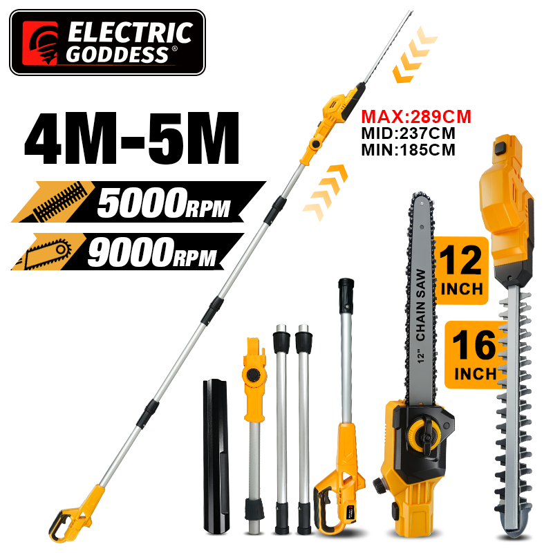 Gardening Tools Battery Powered - Аккумуляторный телескопический кусторез-триммер 2-в-1 с цепной
