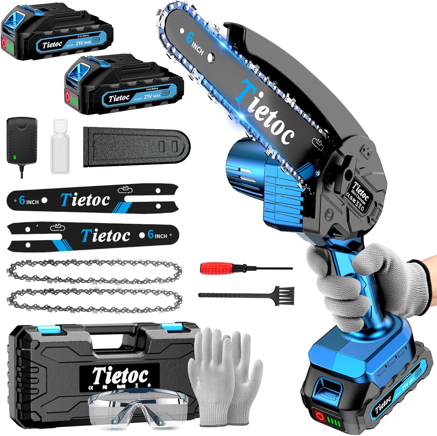 Gardening Tools Battery Powered - Мини-цепная пила, 6-дюймовая беспроводная цепная пила,