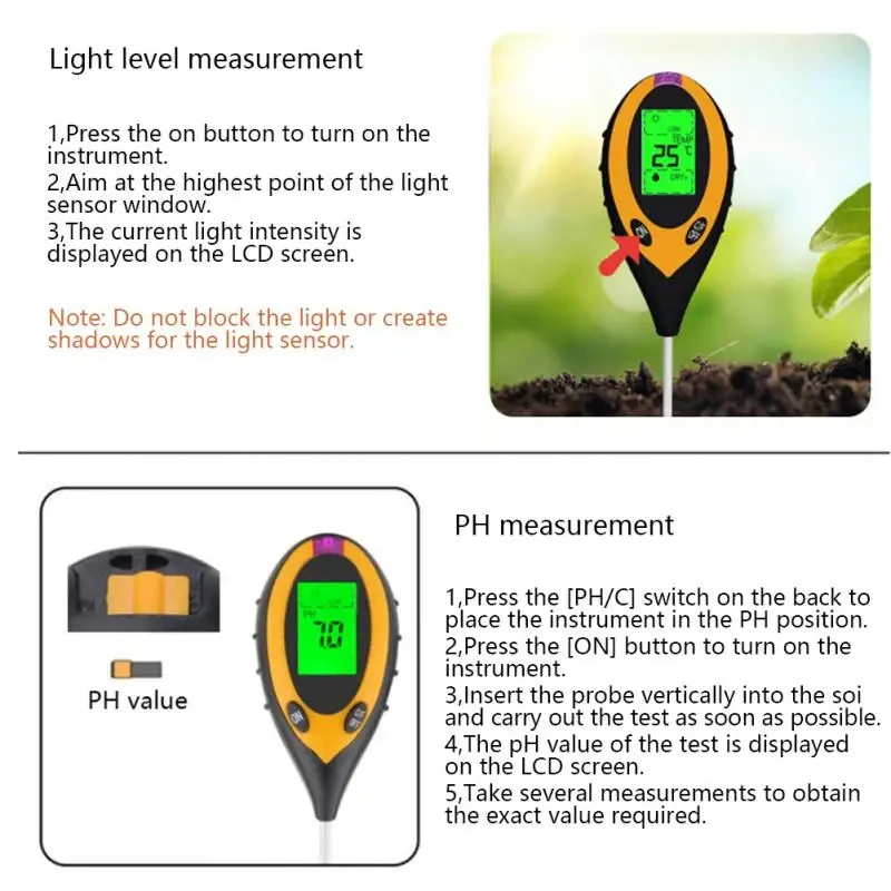 4-в-1 измеритель pH почвы – те – обзор и цена Soil Ph Meter